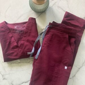 Figs Burgundy Scrub Pants